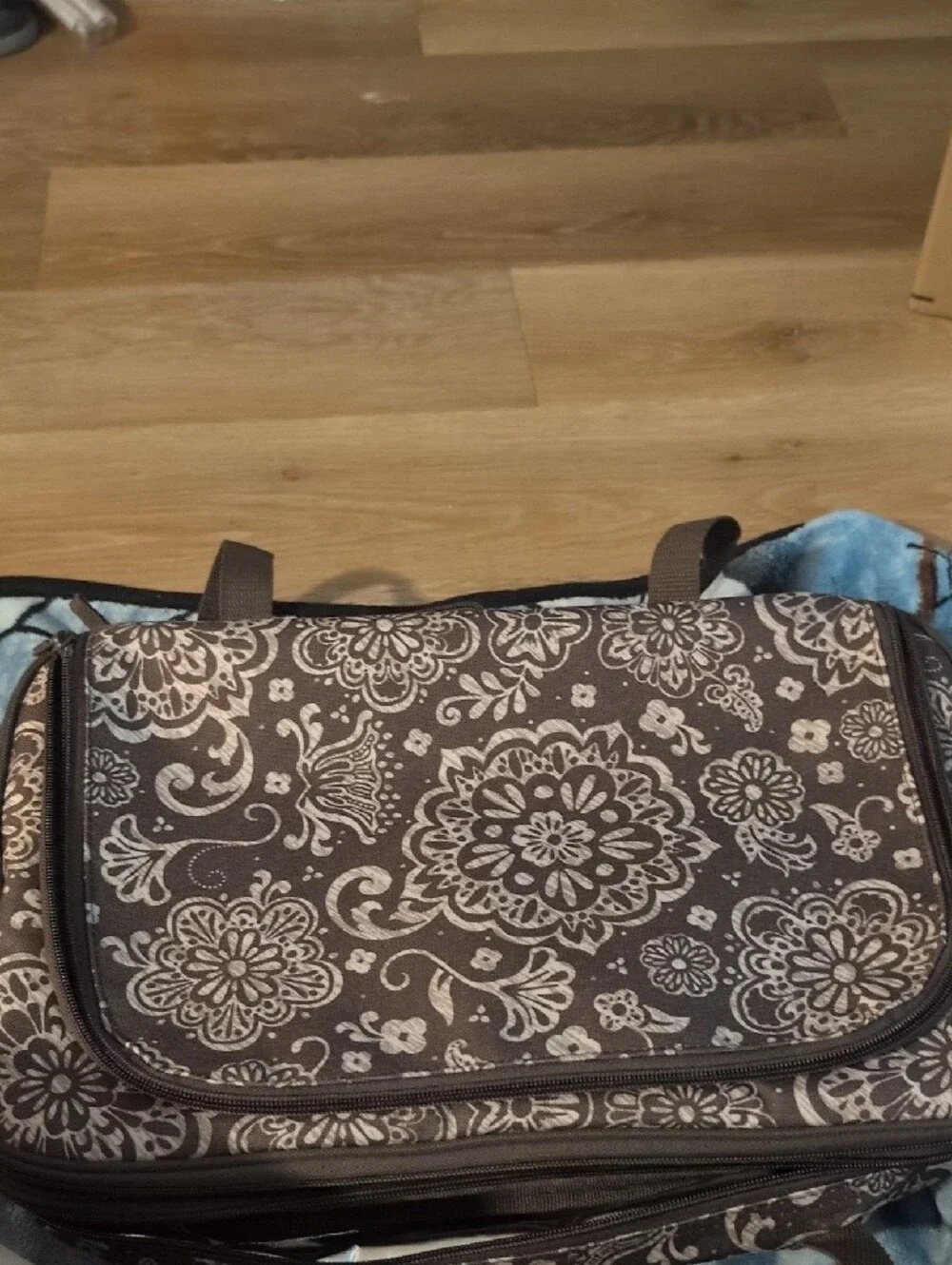 Gray Floral Travel Tote Bag